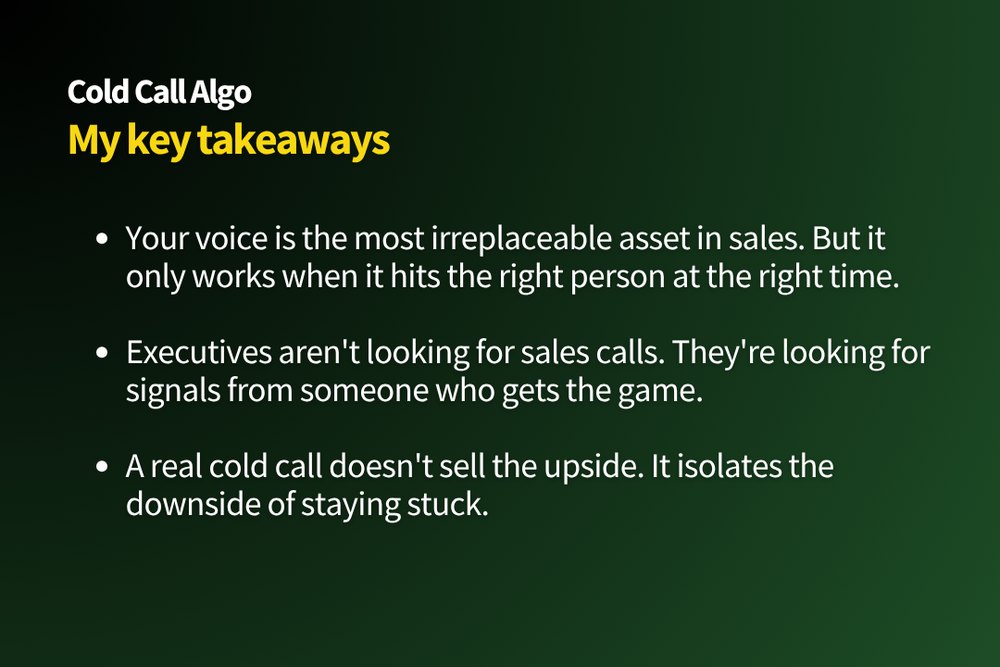 My key takeaways from Cold Call Algo